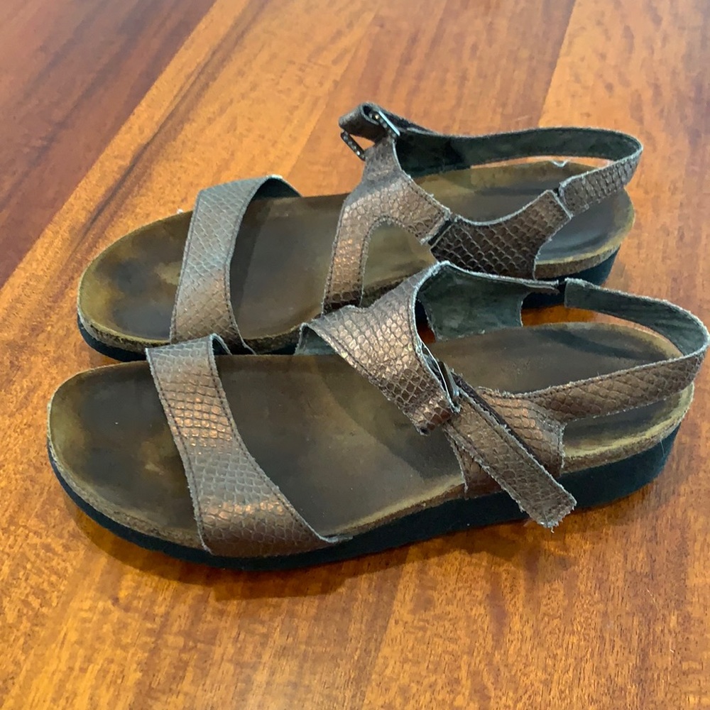 Naot Bronze Leather Sandals, 40